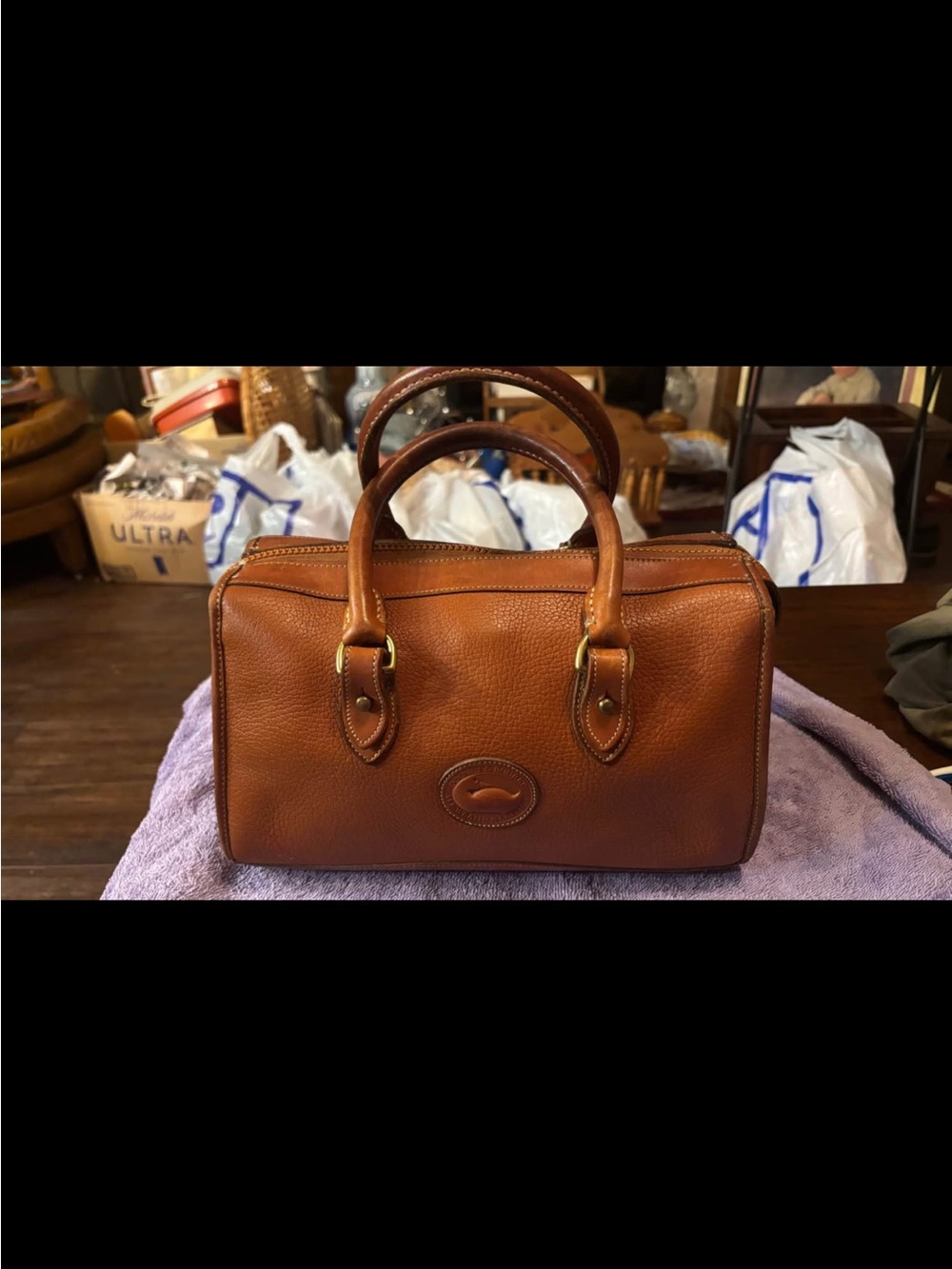 Dooney & Bourke Tan Pebbled Leather Barrel Satchel